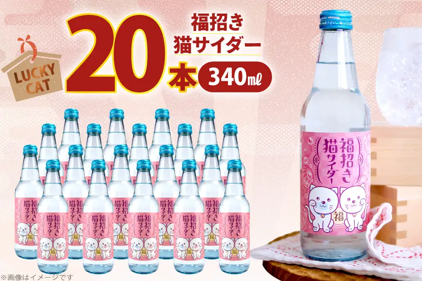 サイダー 福招き猫サイダー 340ml × 20本