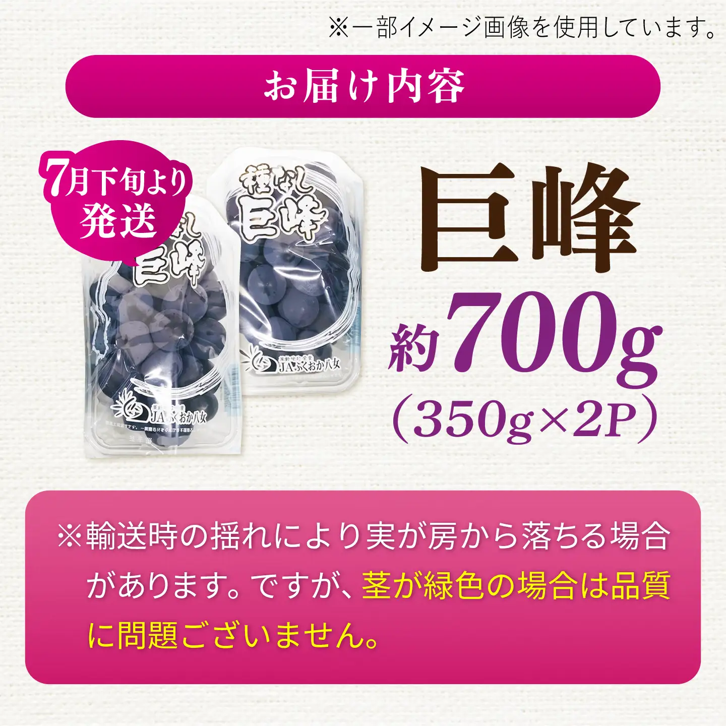 種無し巨峰 2パック（約700g） [AFAB116]