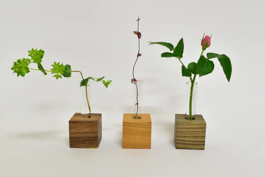 雑貨 花瓶 キューブ 一輪挿し ケヤキ