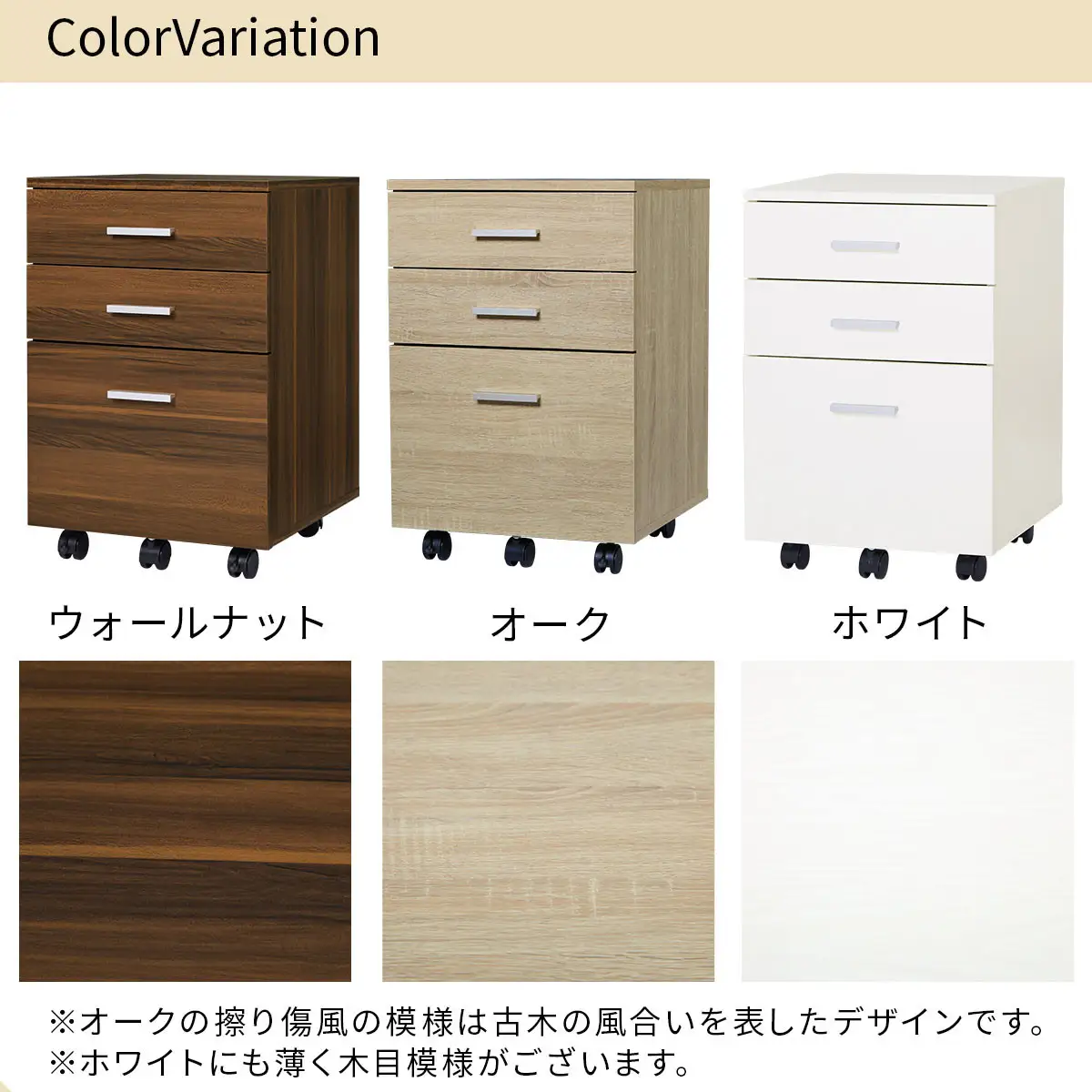 【完成品でお届け】サイドチェスト（ウォールナット）サイドチェスト キャビネット デスクワゴン 3段 サイドワゴン 引き出し キャスター シンプル 北欧 木製 デスク下 ベット横 整理整頓 A4サイズ LKANET300306-0-WAL