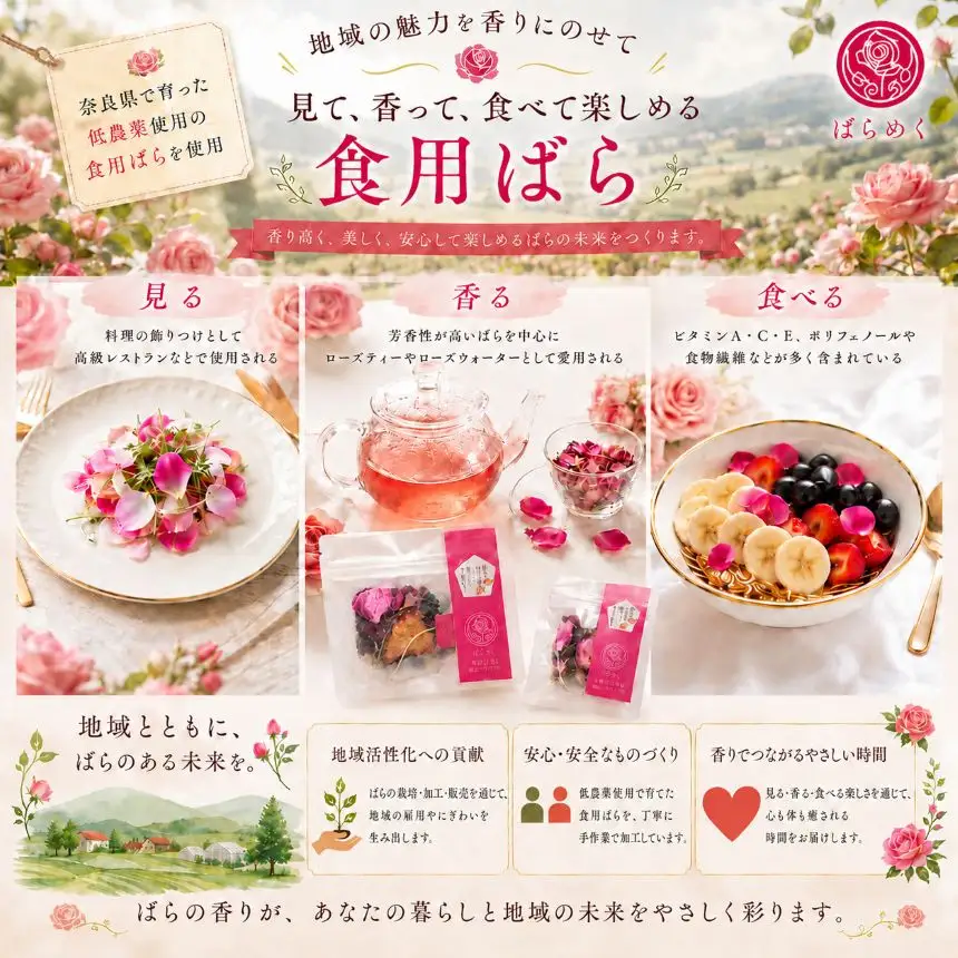 古都華 いちご 苺 ブレンドティー ハーブティー 奈良 平群 国産 ノンカフェイン 食用バラ 薔薇 ティーバッグ ギフト 贈り物 お茶 甘い 香り スイーツ ばらめく 減農薬 花 | 奈良県 平群町