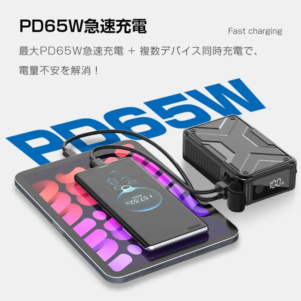 モバイルバッテリー 大容量 軽量 26800mAh 防災電源 ノートパソコン充電 PD65W 急速充電 3台同時充電 Type-C出入力ポート USB-A出力 DC出力 iPhone 17/16充電 スマートウォッチ充電 パワーバンク 残電量表示 PSE認証 停電 通勤 通学 地震 送料無料【PL保険加入済み安心】