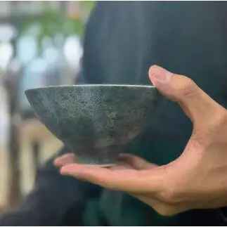 有田焼 李荘窯 Moon Surface 茶碗【三光堂】ご飯茶碗 茶碗 ちゃわん 飯碗 黒い器 月面風 モダン おしゃれ ギフト プレゼント A24-218