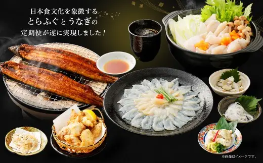 【 天草旬の味覚定期便 2回 （ 1人前用 ） 】 天草とらふぐセット＋天草藍うなぎ蒲焼セット （ 1尾 ） ／ 刺身 旨味 魚 魚類 お魚 旬 フグ ふぐ とらふぐ うなぎ ウナギ 鰻 上天草 定期配送 定期 定期便 贅沢 蒲焼 蒲焼き