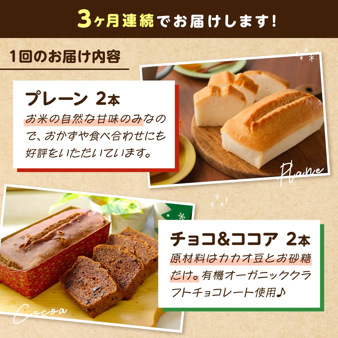 パン 【全3回定期便】 グルテンフリー 米粉パンの3種類 計6本 [BACW025] パン