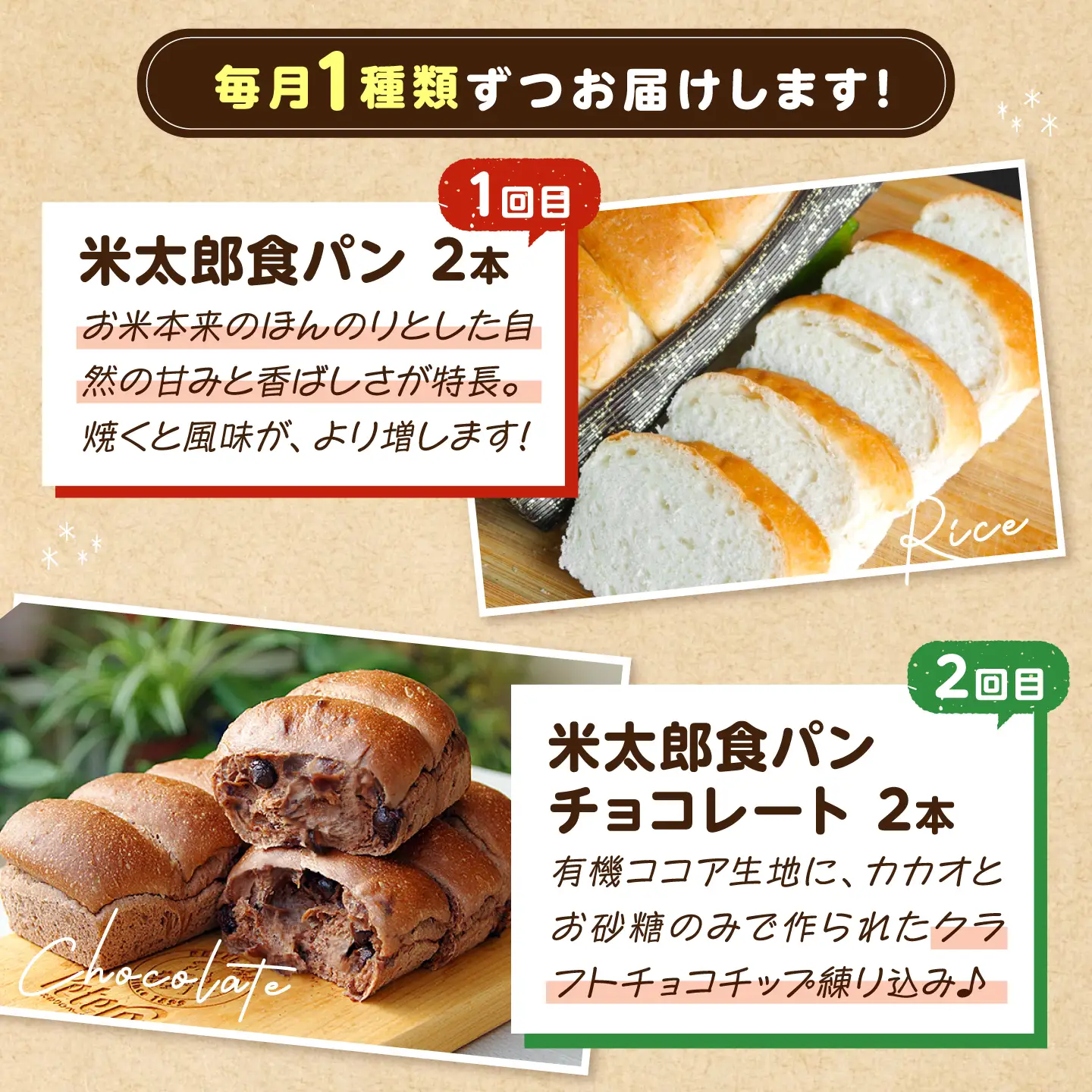パン 【全3回定期便】食パン3種セット（米太郎食パン、米太郎食パンチョコレート、よもぎ食パン） [BACW031] パン 