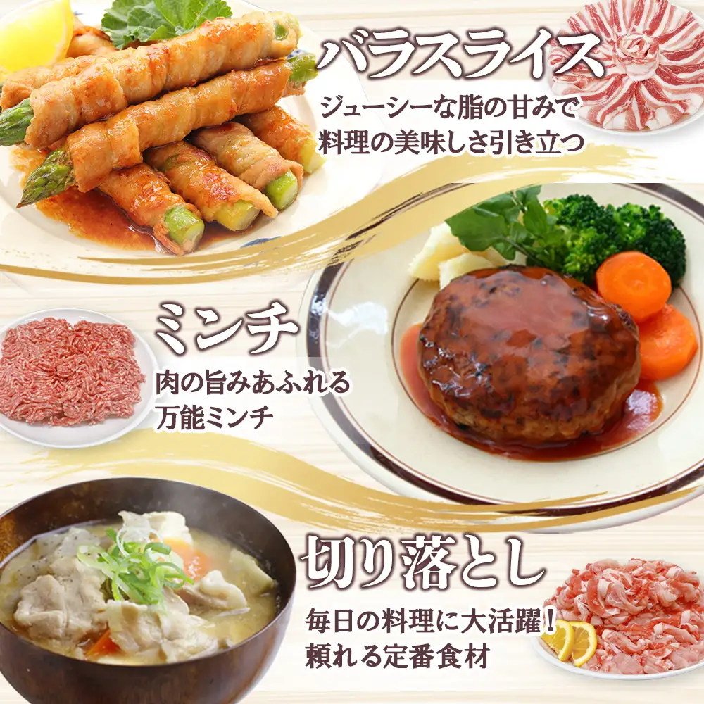 宮崎県産 豚肉 桜印ポーク5種セット(ローススライス / バラスライス / ロースカツ / 切り落とし / ミンチ) 合計5kg 小分け 冷凍 国産 送料無料 九州産 肉 お肉 豚 詰め合わせ