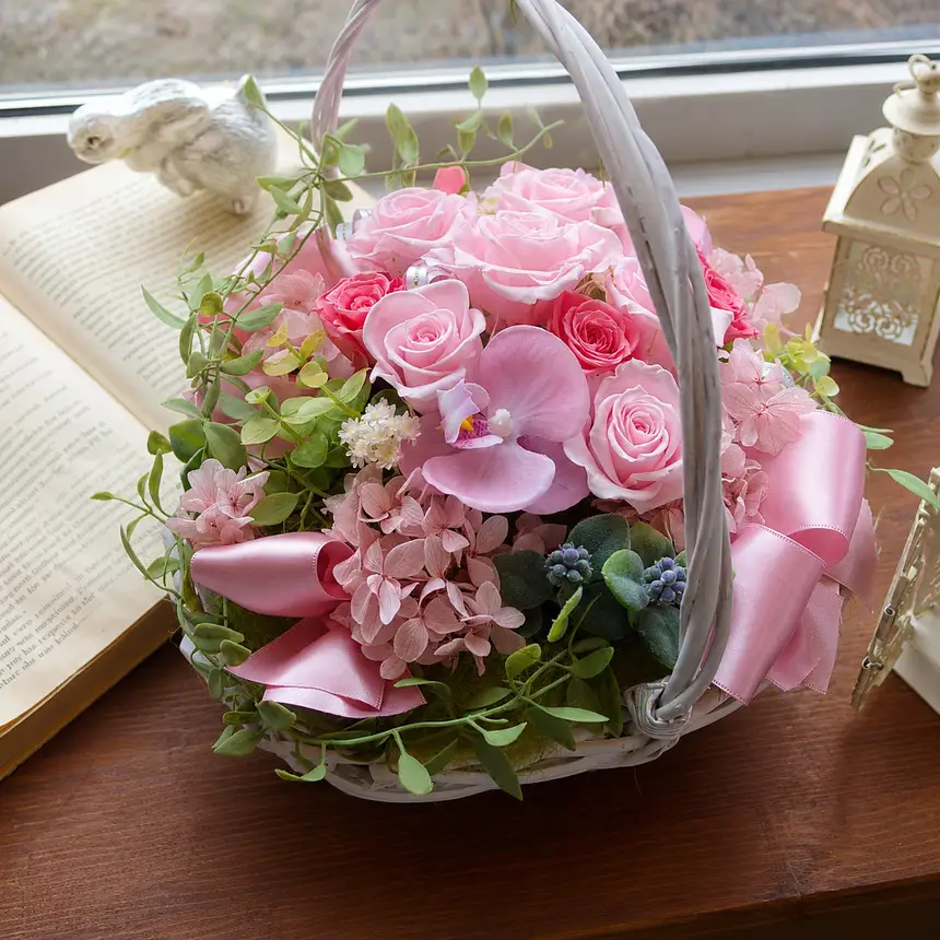 プリンセスピンクのローズバスケット ～Sweet Blosssom～ | Flower Shop 花野果
