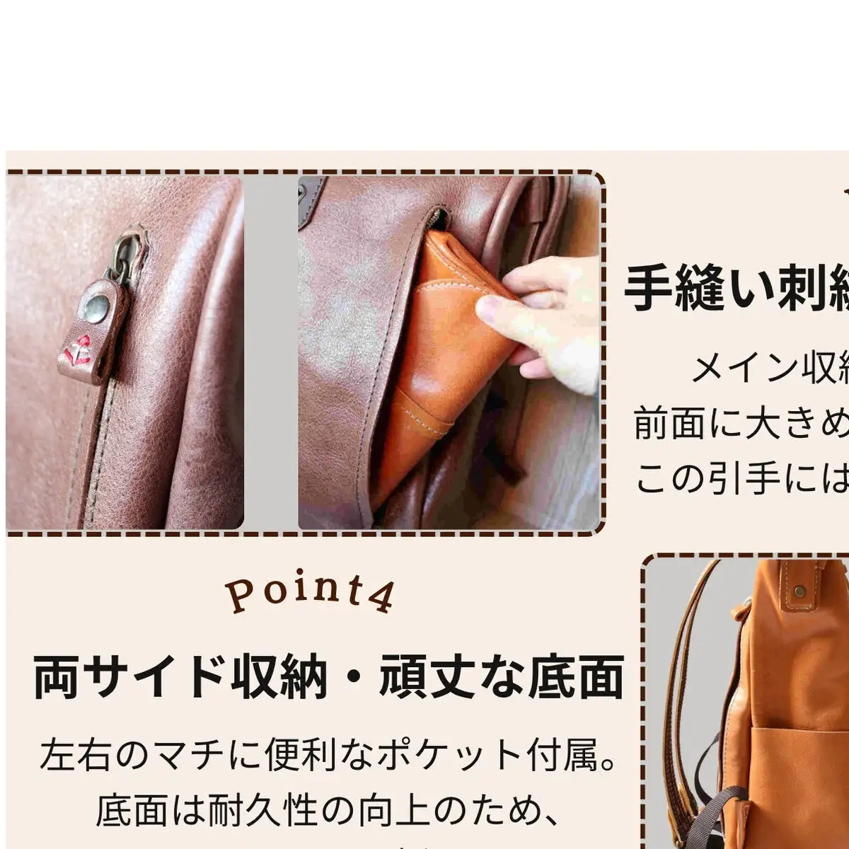 大容量がまぐちリュック Lサイズ【グレー】 博多革工房 Japlish ジャプリッシュ
