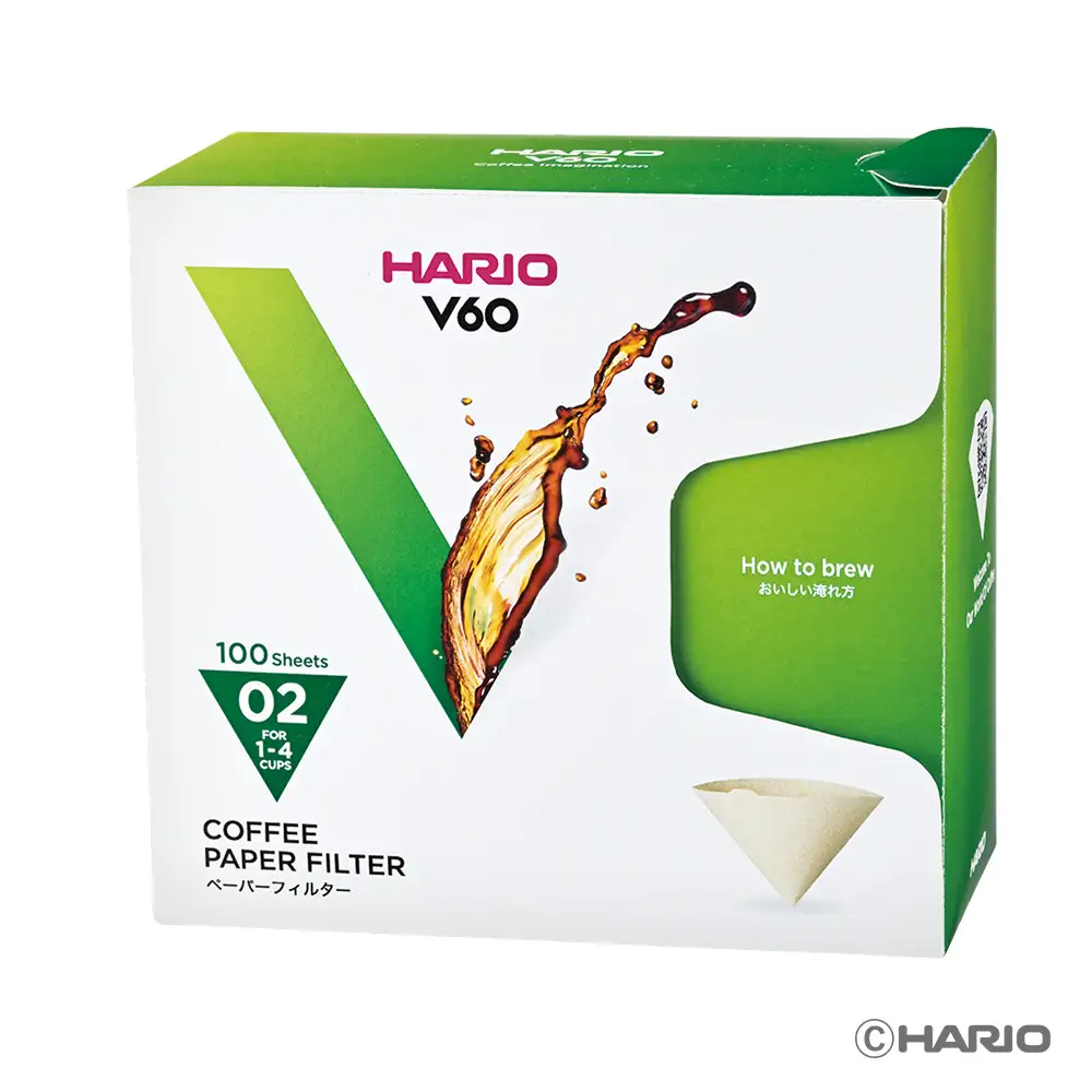 ペーパーフィルター 100枚入り 5個セット 計500枚 V60用 02サイズ HARIO ブラウン フィルター 1～4杯用 小分け 衛生的 コーヒー ドリップ 日本製 静岡県 富士市 [sf119-007]