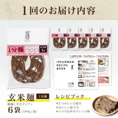 【毎月定期便】グルテンフリー1分麺 玄米麺6食(宮城県産)低脂質で小麦粉不使用の無添加米粉麺全3回【4086085】
