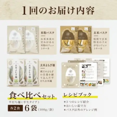 【毎月定期便】グルテンフリー米粉麺3種食べ比べ各2食|米粉パスタ・玄米パスタ・玄米よもぎ麺全6回【4086298】