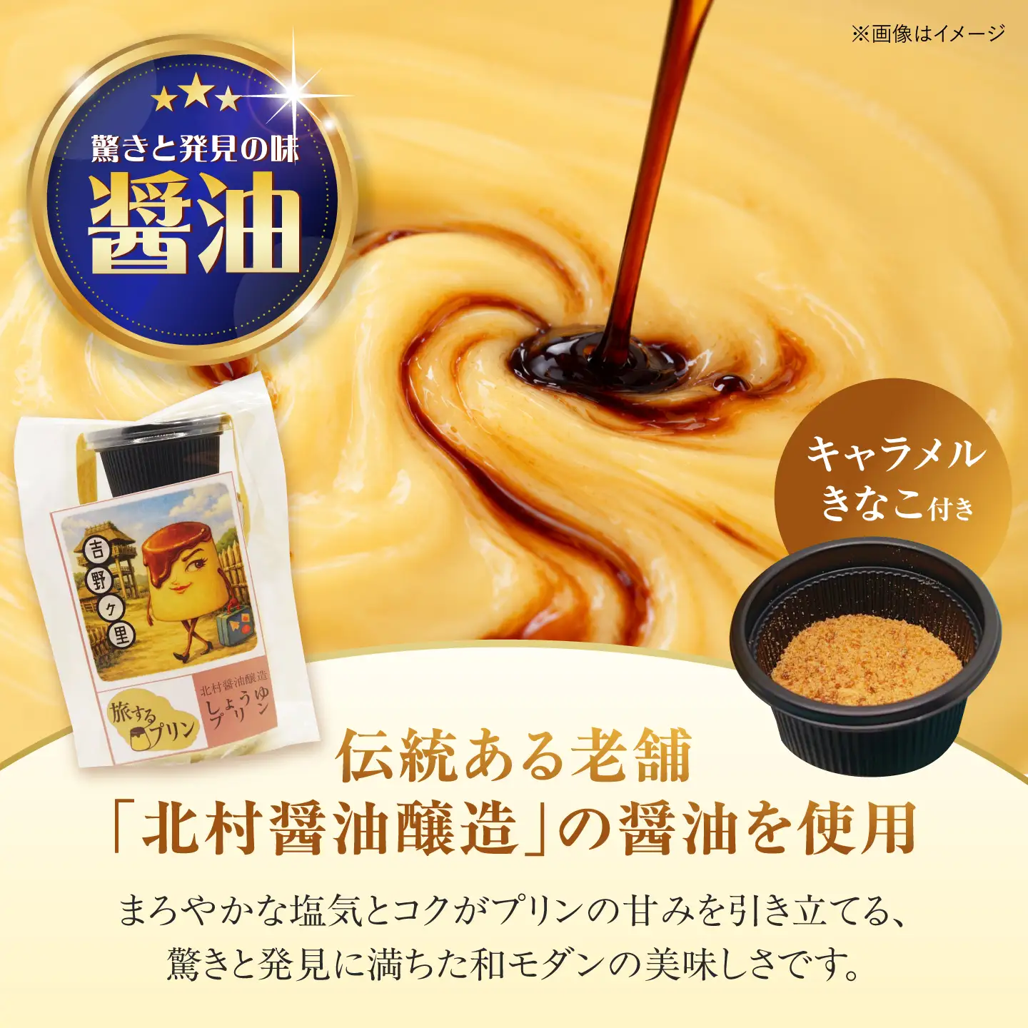 旅するプリン　アソートセットA（バニラ・しょうゆ）2種×各3個 【有限会社いけがみ】[HDM003]