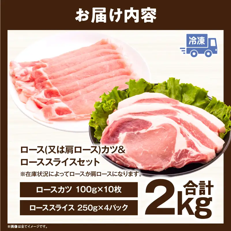 宮崎県産豚 ロース(又は肩ロース)カツ＆ローススライスセット 2kg_kn126-004-020