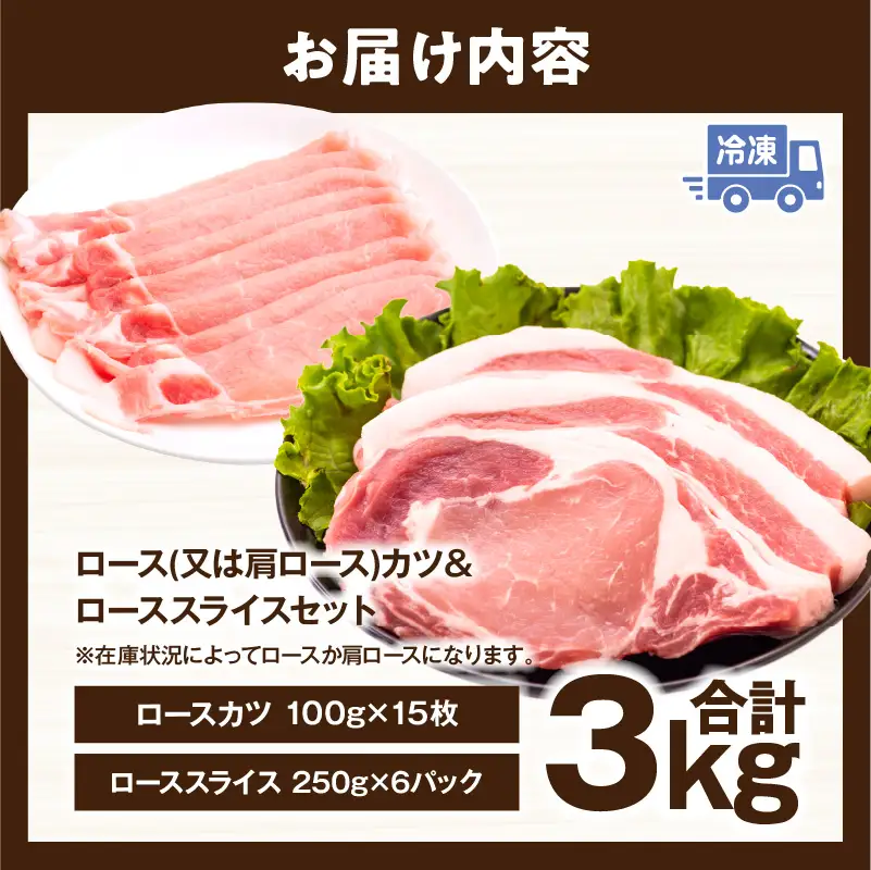 宮崎県産豚 ロース(又は肩ロース)カツ＆ローススライスセット 3kg_kn126-004-030