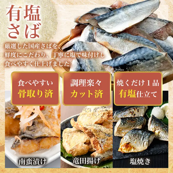 骨取り 国産 塩 さば 切身(計60切)塩さばフィーレ付き 鯖 サバ 骨なし 骨とり 冷凍食品 魚 魚介 小分け パラパラ冷凍 【AW-130】【丸正水産】