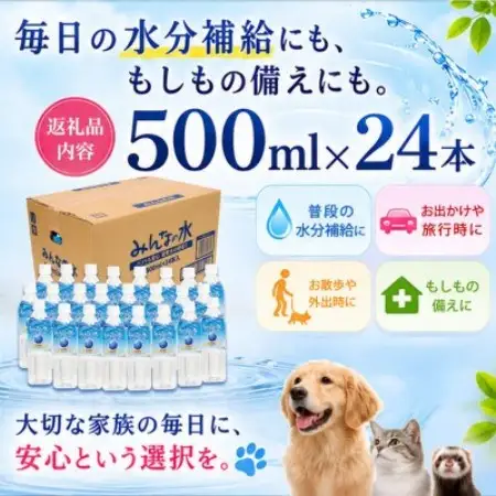 ペット用飲料水 みんなの水 500ml×24本(硬度0)【1755627】