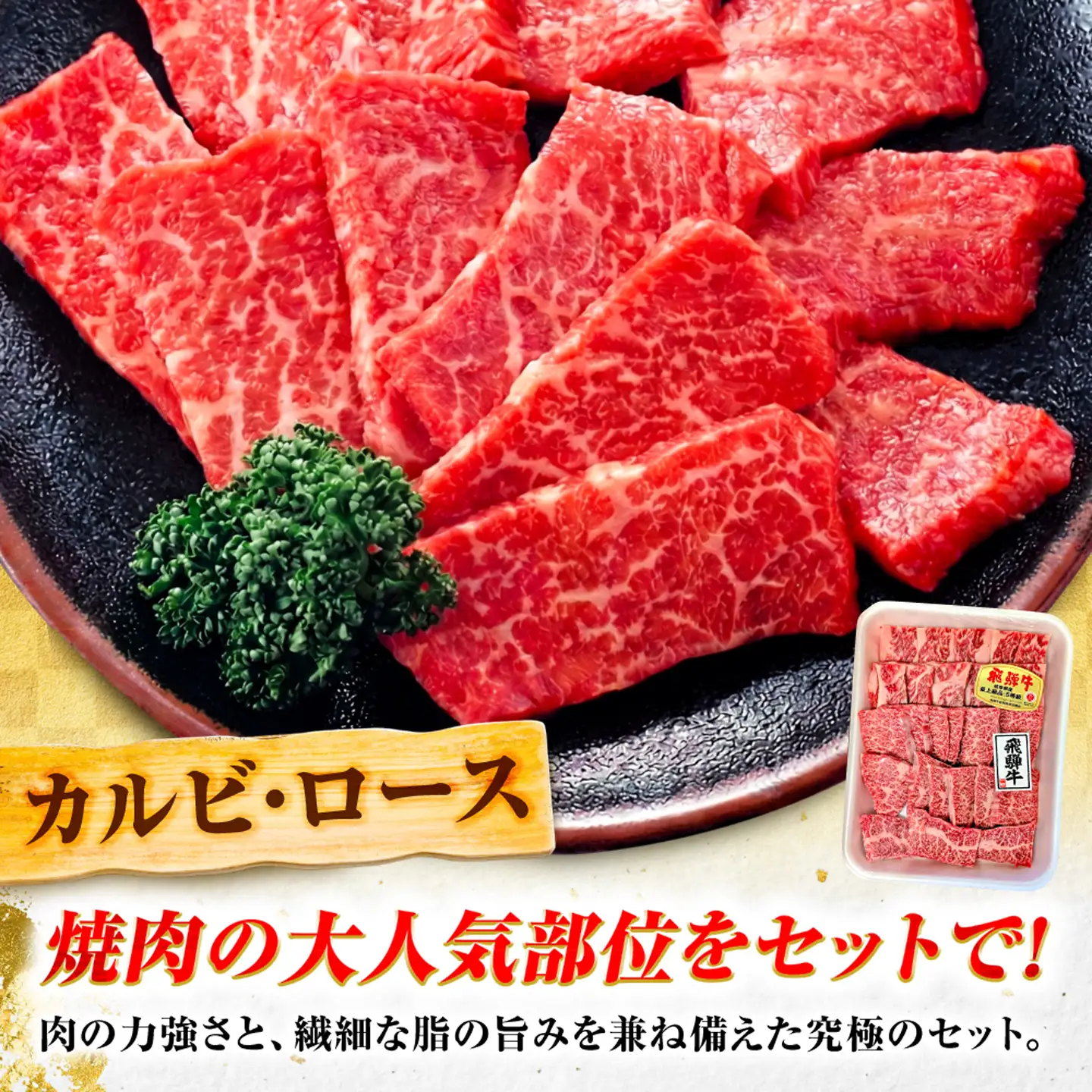 【6回定期便】飛騨牛 A5等級 焼肉用 カルビ・ロース 500g 牛肉 肉 お肉 焼き肉 BBQ 岐阜市 / 肉の松久[ANIP034]