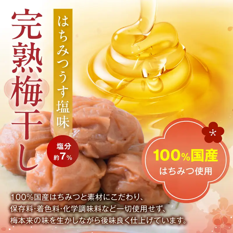 紀州南高梅使用 はちみつうす塩味完熟梅干し 640g_ZD7035