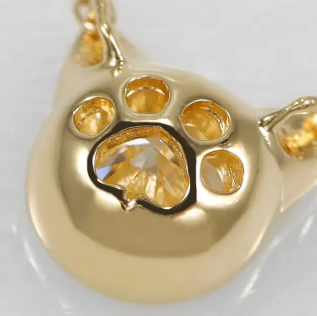 K18YG ネコモチーフ ダイヤモンド ネックレス/c0083