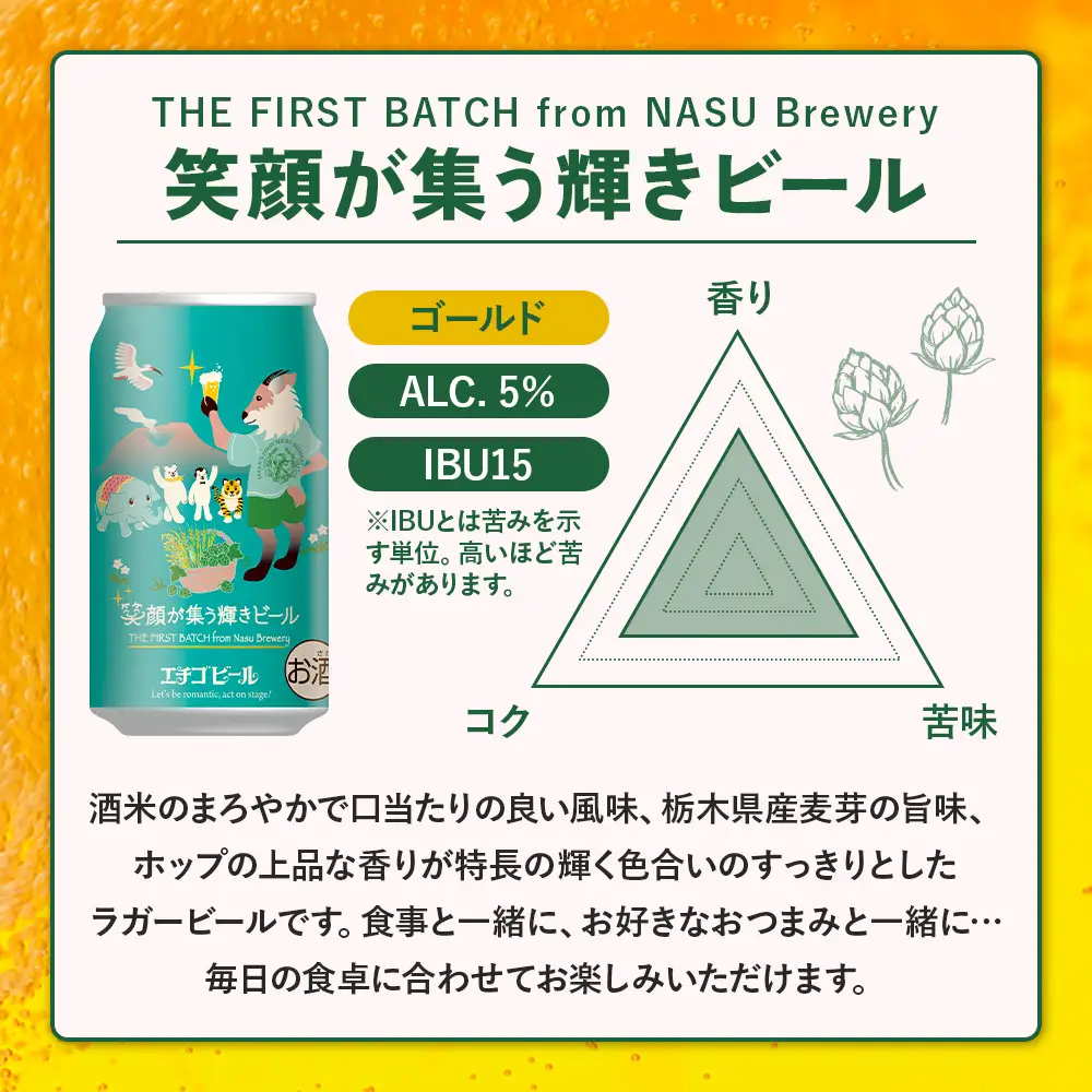 クラフトビール エチゴビール 笑顔が集う輝きビール 350ml 缶 24本 〔P-445〕ビール 地ビール 那須町