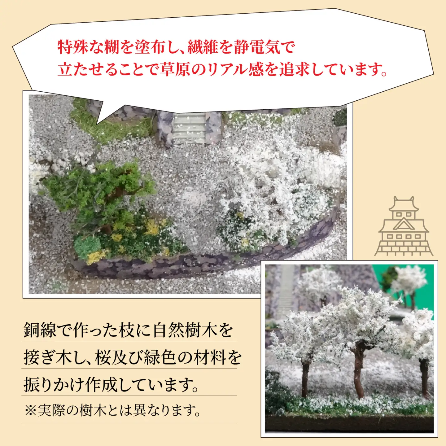 北陸最古の城　丸岡城.桜バージョン　ジオラマ