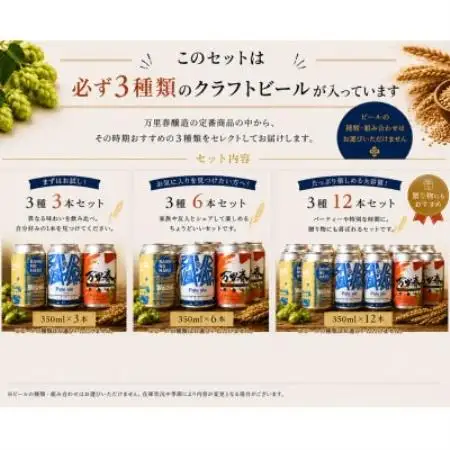 【ブルワー厳選】 万里春醸造クラフトビール 3種飲み比べ3本セット【配送不可地域：離島】【1754513】