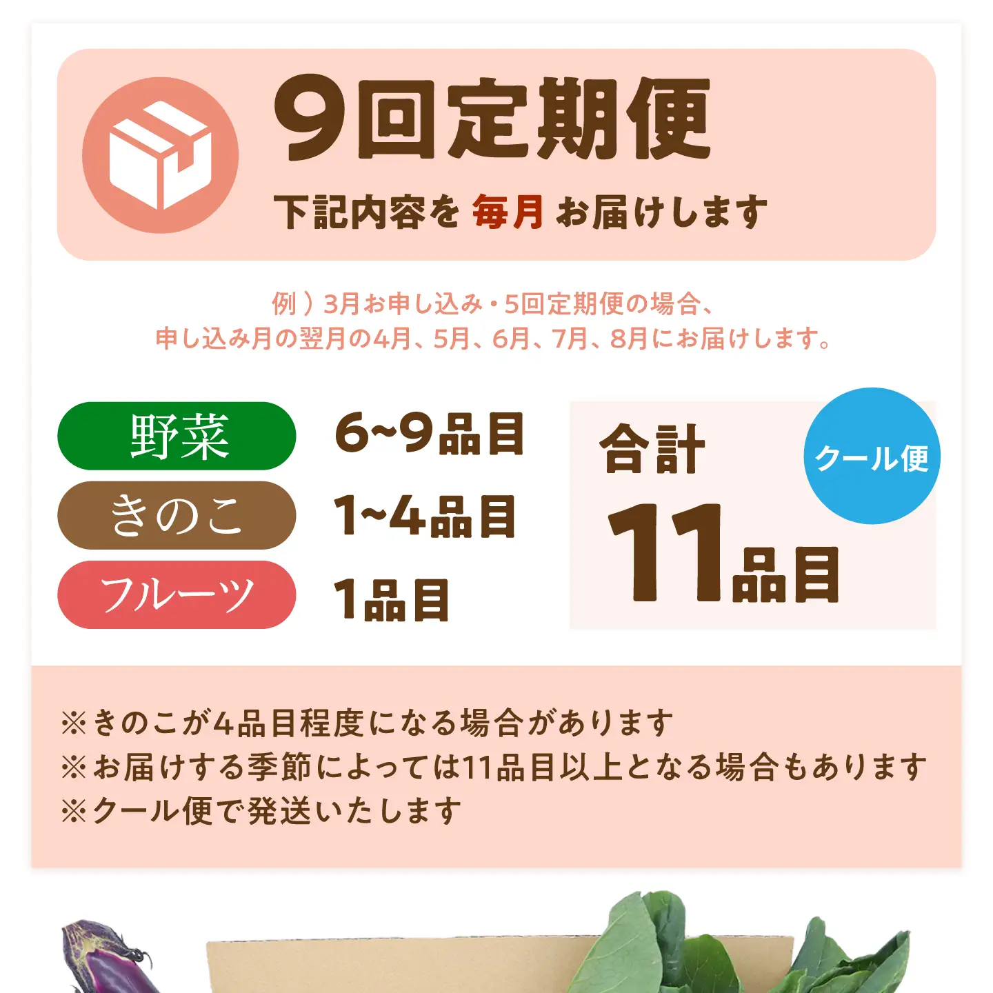 【毎月コース】野菜 キノコ 果物 11品目 詰め合わせ 9回 定期便  / 南島原市 / 吉岡青果[SCZ035]