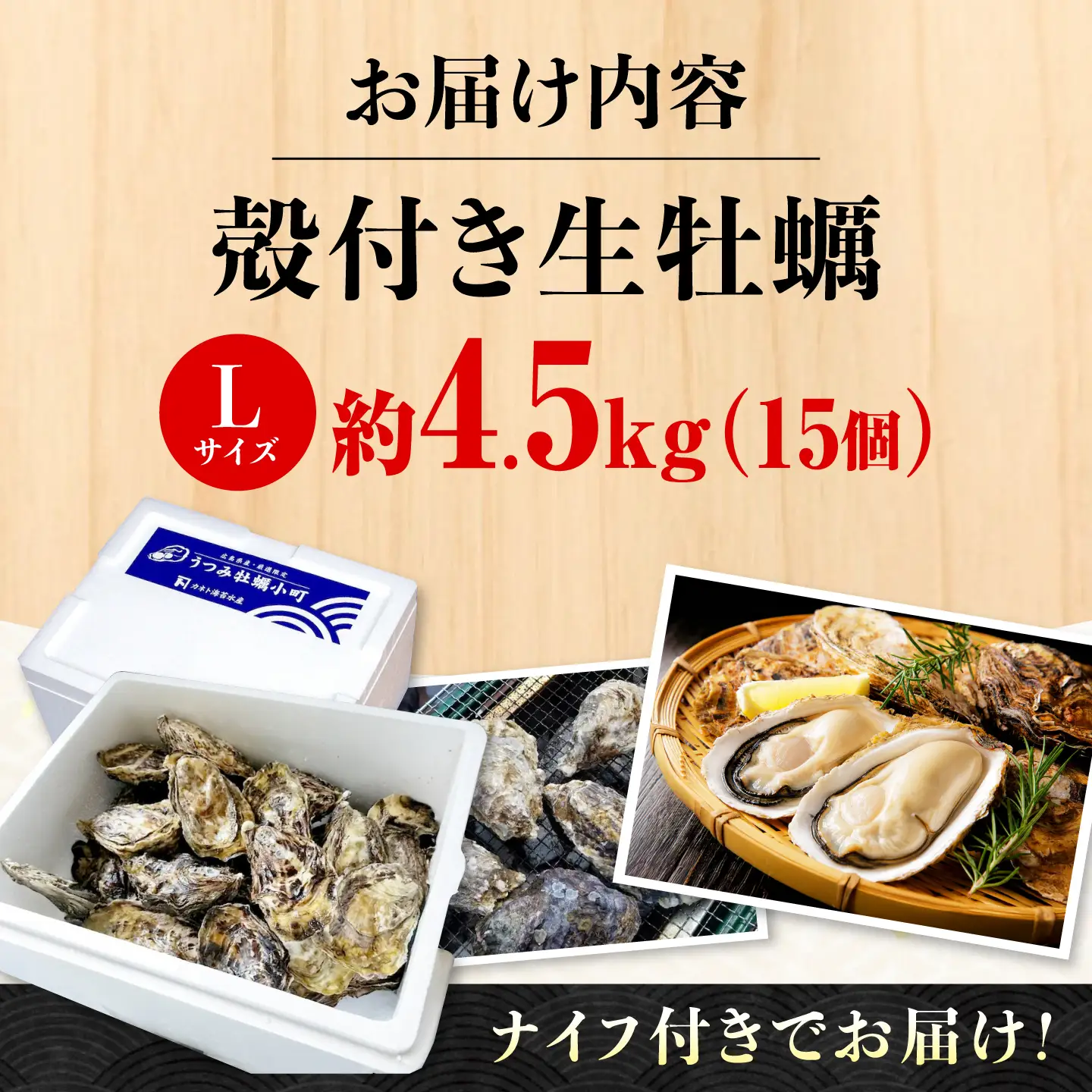 広島産牡蠣（Lサイズ15個）うつみかき小町（殻付き）[BAAQ011] 牡蠣