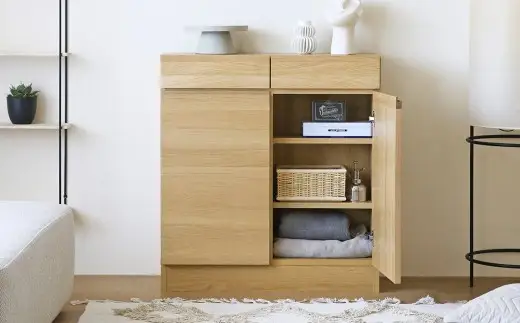 LECCE レッチェ 80リビングチェスト オーク 【 10年保証 】 チェスト タンス 戸棚 棚 収納家具 収納 家具 インテリア 居間 リビング 木材 木製 ウッド