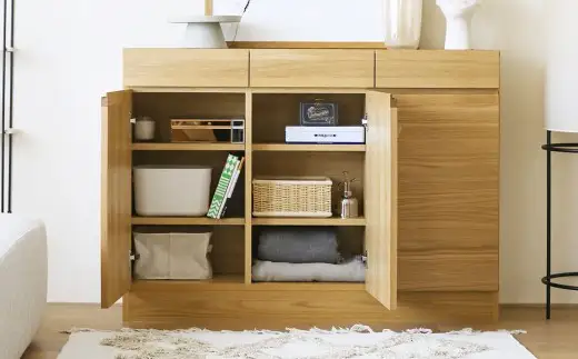 LECCE レッチェ 120薄型キャビネット オーク 【 10年保証 】 キャビネット タンス 戸棚 棚 収納家具 収納 家具 インテリア 木材 木製 ウッド