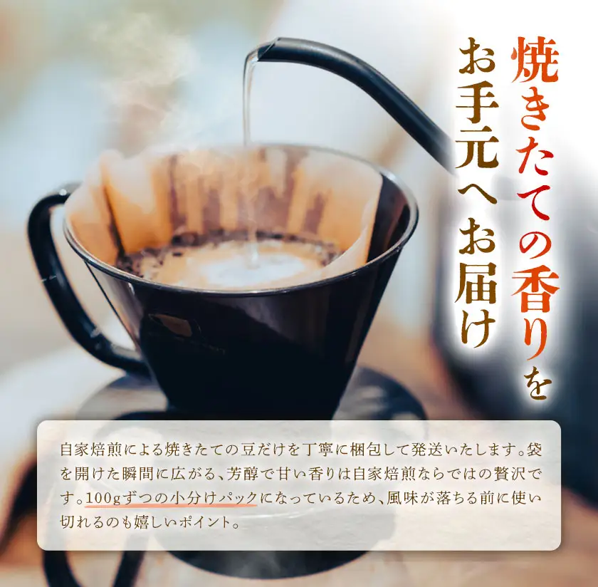 自家焙煎 珈琲豆 (ピーベリー豆) 100g×2袋 吉岡茶房