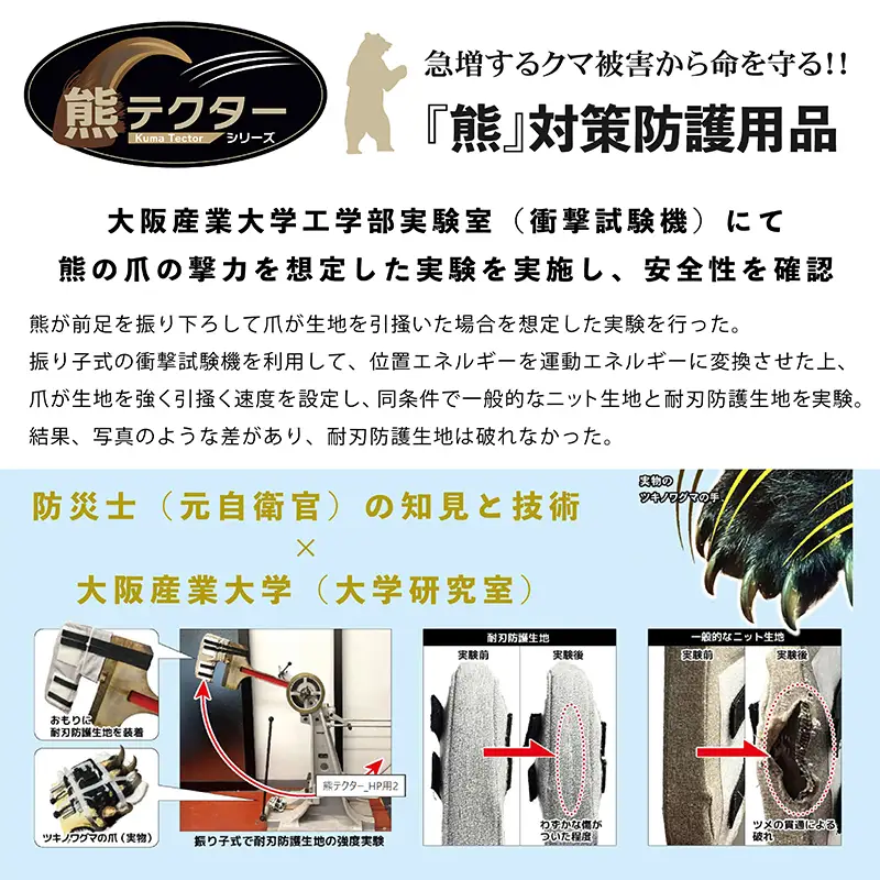 熊の爪から命を守る！ クマ対策 防護服「熊テクター」 防護フード