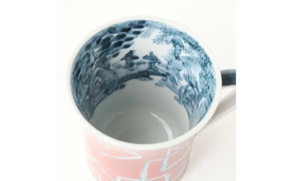 【たち吉】山水角幾何文マグ（朱）京都 マグ 陶芸品 人気 おすすめ