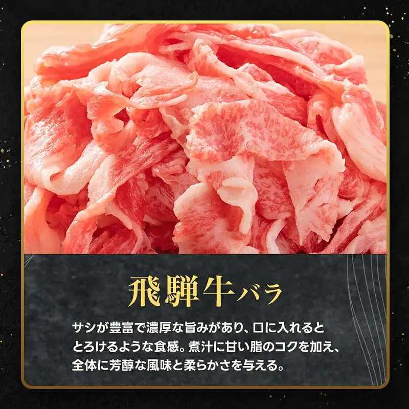 「肉の芸術品」飛騨牛切り落とし（モモ、肩、バラ）1kg（250g×4）【用途は様々！焼肉、BBQ、すき焼き、煮物、牛丼、炒め物など】 F4N-2858