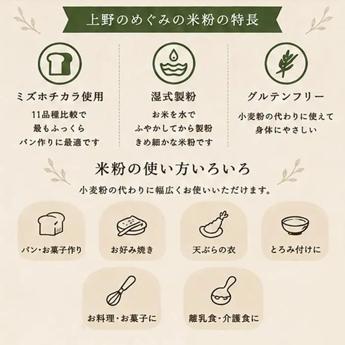 ミズホチカラ米粉 1kg 農薬・肥料不使用 自然農法 リトリートかるむ