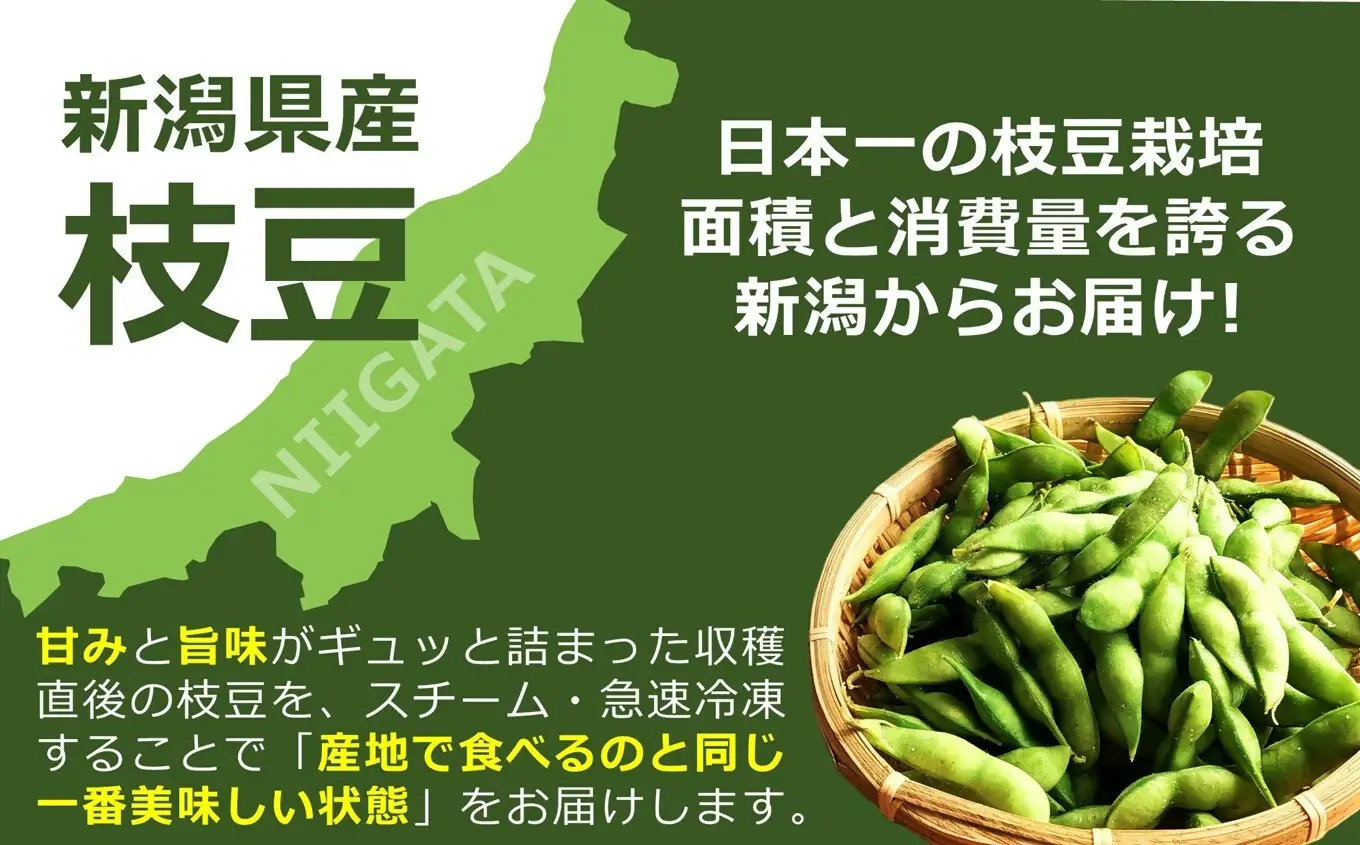【冷凍】やたらうんめぇ 冷凍枝豆 1kg（500g×2袋） 急速冷凍 新潟えだまめ 水田環境鑑定士在籍[Y0650]