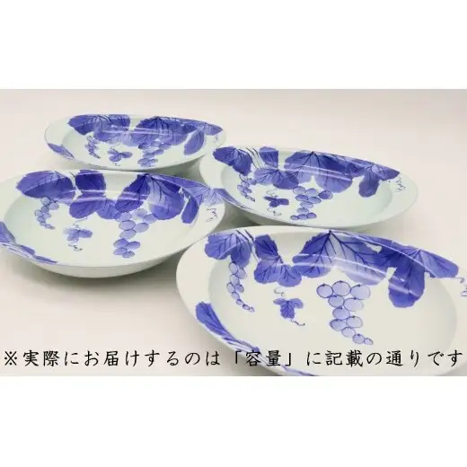 有田焼 匠の蔵 極上のカレー皿 ぶどう 2枚組【深海三龍堂】 佐賀県ユニバーサルデザイン大賞 ユニバーサルデザイン カレー皿 楕円皿 食器 うつわ 染付 手描き ギフト ay102