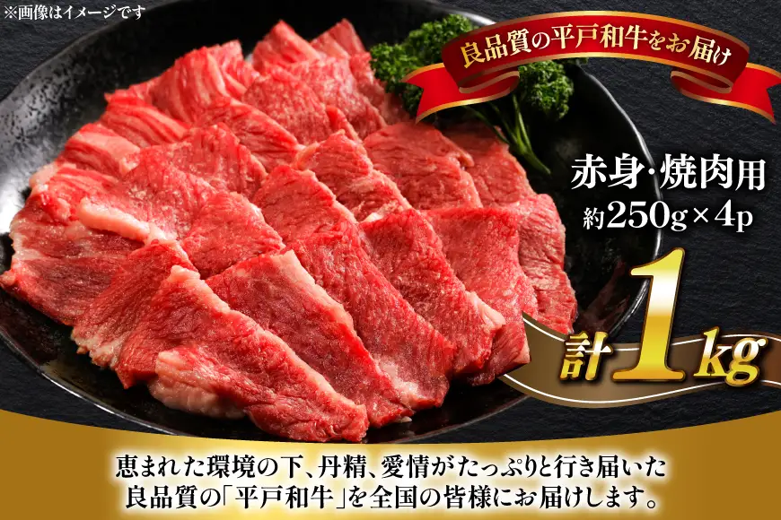 牛肉 平戸和牛 焼肉 赤身 約250g 4パック 計 約1kg