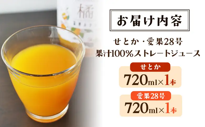 ＜柑橘100％ジュース （せとか+まどんな（愛果28号）2本）＞ ストレートジュース 果汁100％ ミカン 蜜柑 果物 柑橘 かじわらFARM 愛媛県 西予市【常温】『1か月以内に順次出荷予定』MKF0005