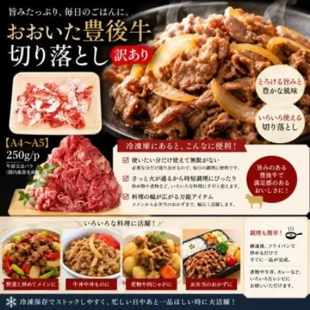 【A4～A5】訳あり!おおいた豊後牛切り落とし 500g(250g×2p)【配送不可地域：離島】【1764435】