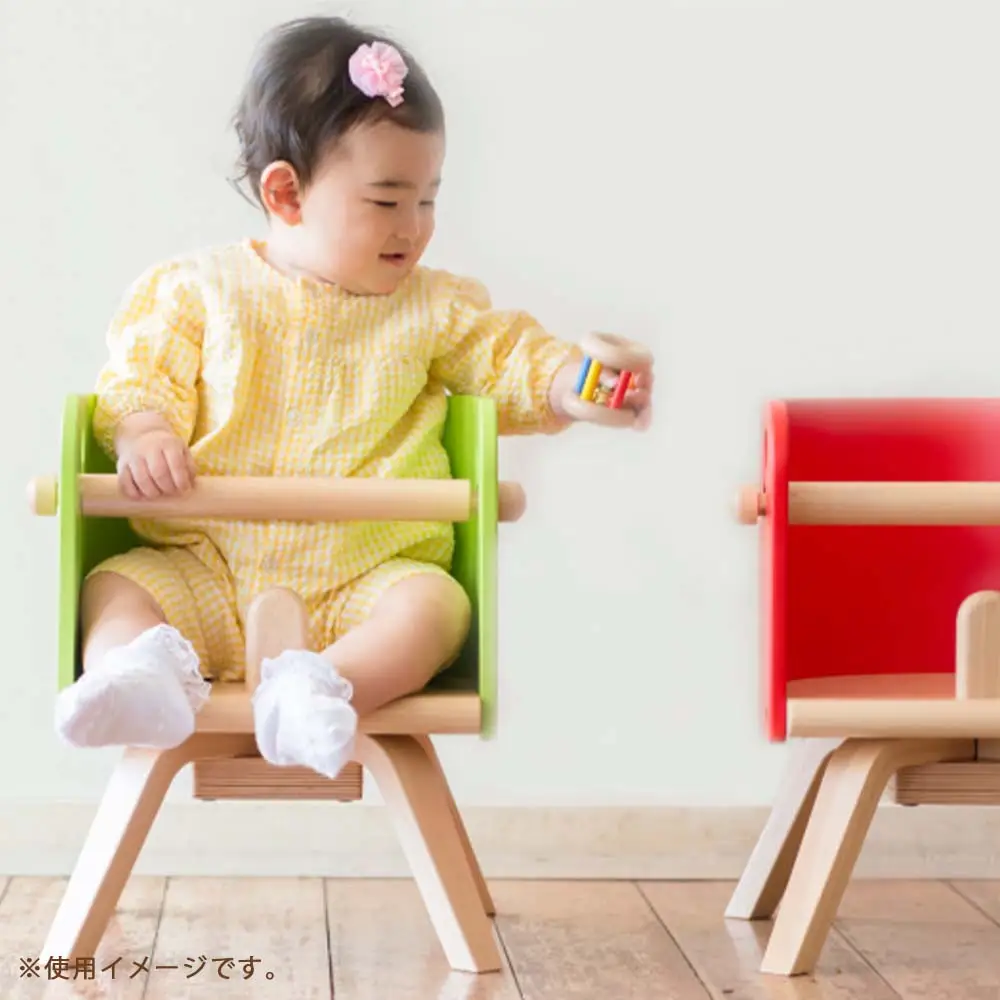 ベビーチェア 「Carota-chair～カロタチェア～」ナチュラル×緑《齋藤製作所北海道》