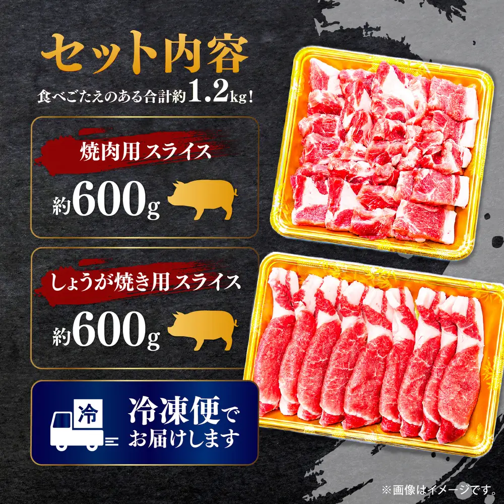 ふれ愛・媛ポーク 豚ロース 1.2kg 焼肉用・生姜焼き用 各600g｜ 愛媛県産 ブランド豚 冷凍 BBQ 子ども にも人気 豚肉 豚 butaniku ロース 料理 やきにく しょうがやき 20,000円 愛媛県 鬼北町