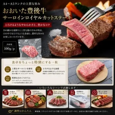 【A4～A5】おおいた豊後牛サーロインロイヤルカットステーキ 200g(100g×2p)【配送不可地域：離島】【1764270】