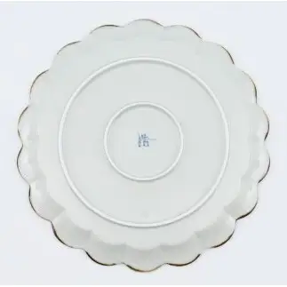 有田焼 フラワープレートL 錆李朝リーヴス【まるぶん】食器 器 うつわ 皿 リム皿 プレート 伝統技法 染付 フチサビ レトロ おしゃれ aw142