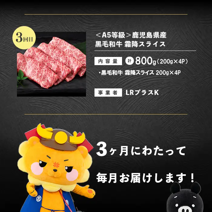 【定期便全3回】鹿児島県産黒毛和牛スライス食べ比べコース！志布志うんまか定期便 牛肉 赤身 モモ 肩ロース 霜降り すき焼き しゃぶしゃぶ 国産 肉 バラエティ セット t0047-003