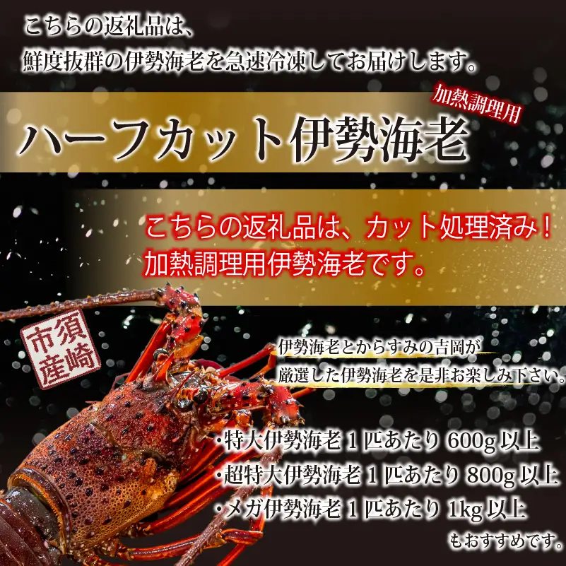 【伊勢海老】 ハーフカット伊勢海老(加熱用)5匹(2.5kg以上)
