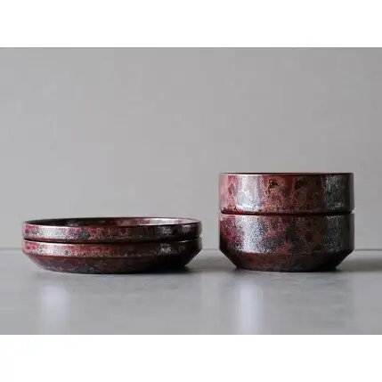 有田焼 110カットボール 150カットプレート ブラウンルージュ 4点セット【金善製陶所】食器 器 うつわ ボール プレート 上品 おしゃれ セット do061
