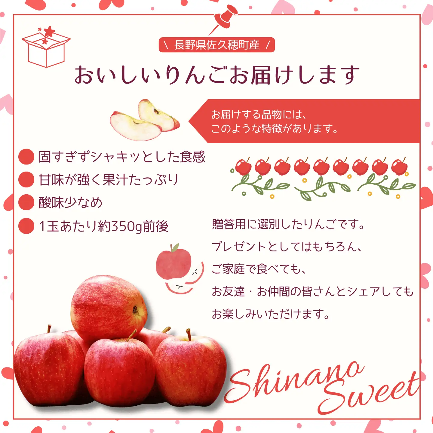 佐久穂町産　シナノスイート3kg箱　贈答用［CH-116］