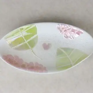 有田焼 バララスターなぶり小判皿 ピンク【大慶】皿 食器 うつわ 器 プレート 花 かわいい ギフト ci089